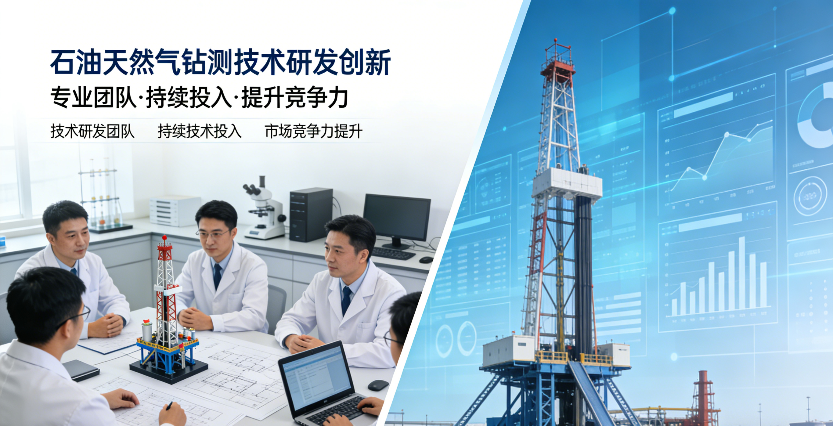 现代化技术研发中心内部,工程师正在操作先进设备,蓝色工作台照明,专业设备整齐排列